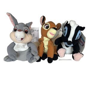 Disney Store Bambi Beanbag Plush Lot Thumper Flower 90s VTG Mini Deer Skunk